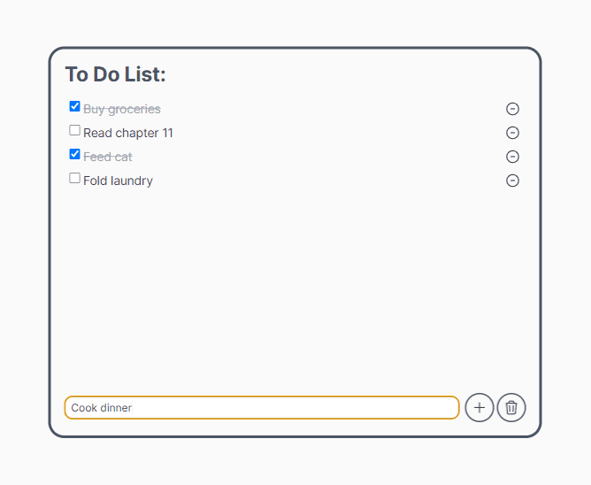 A screenshot of a React To-do List app